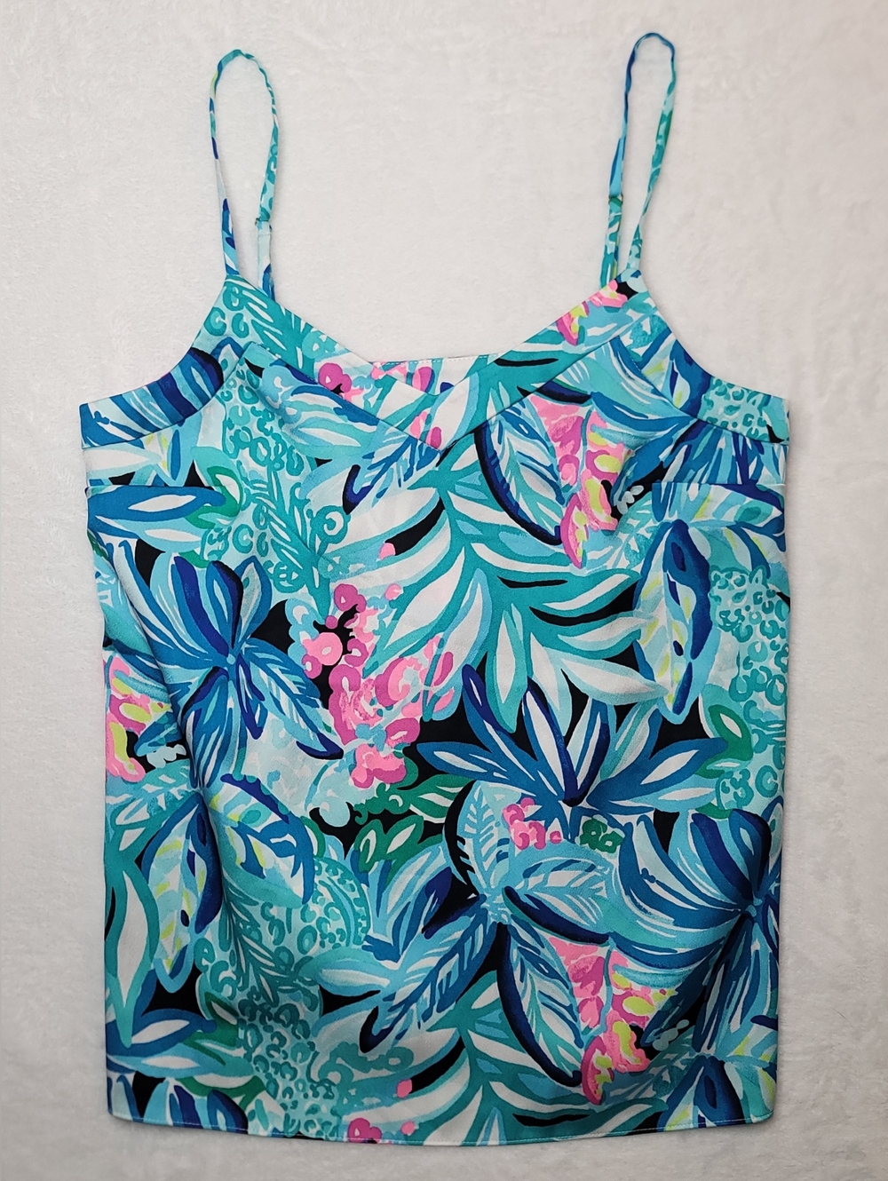 Lilly Pulitzer Margaery Easy Fit Cami Tank Top Sz XS Maldives Green Hype It Up